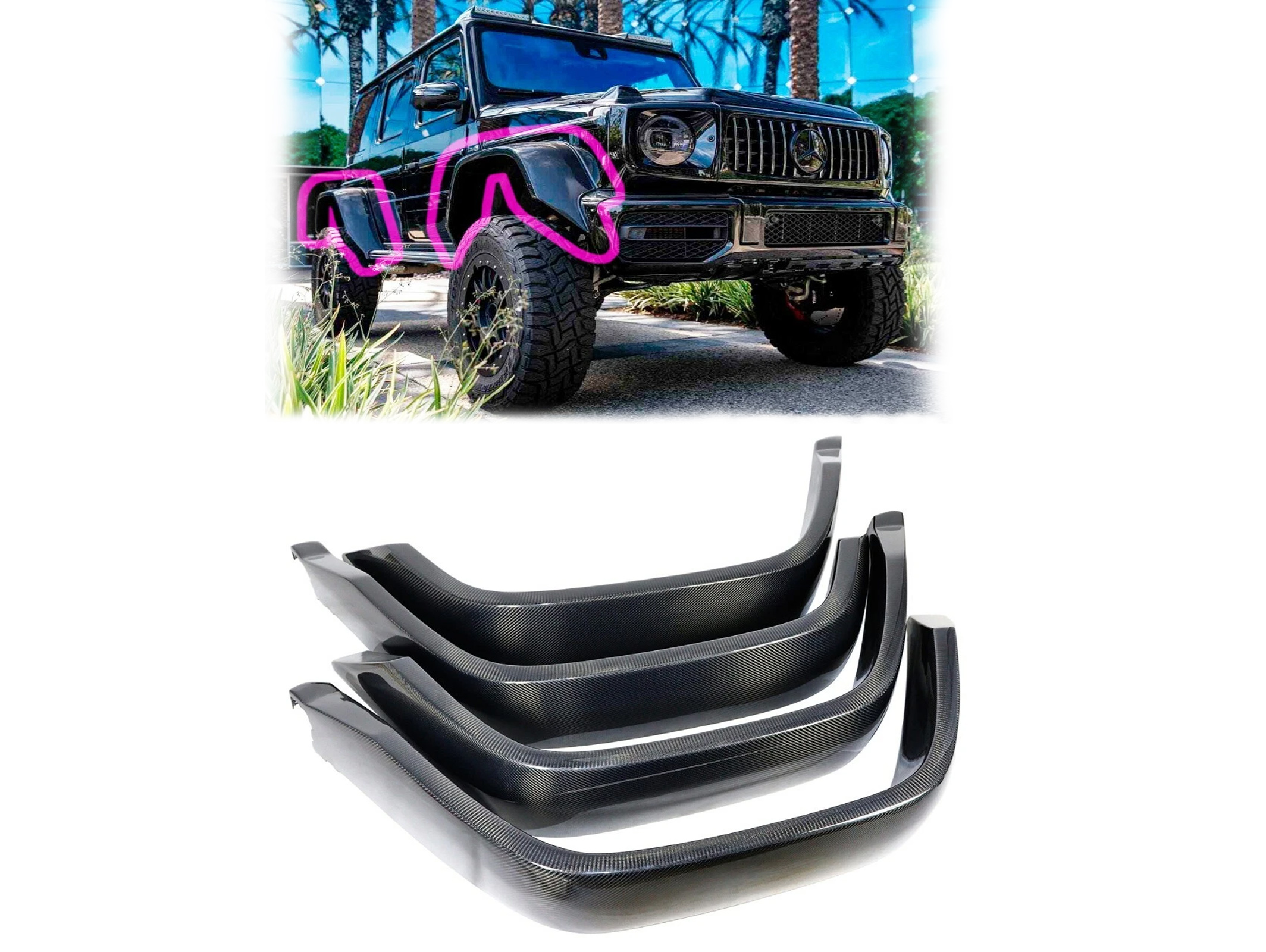 Mercedes-Benz W463a W464 4x4 Carbon Fender Flares 25cm